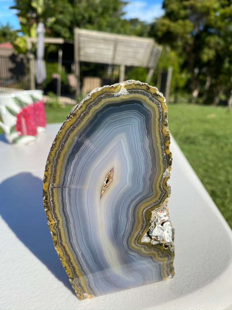 Natural Agate end - natural stone paper weight - home decor or unique office display AEMD0012