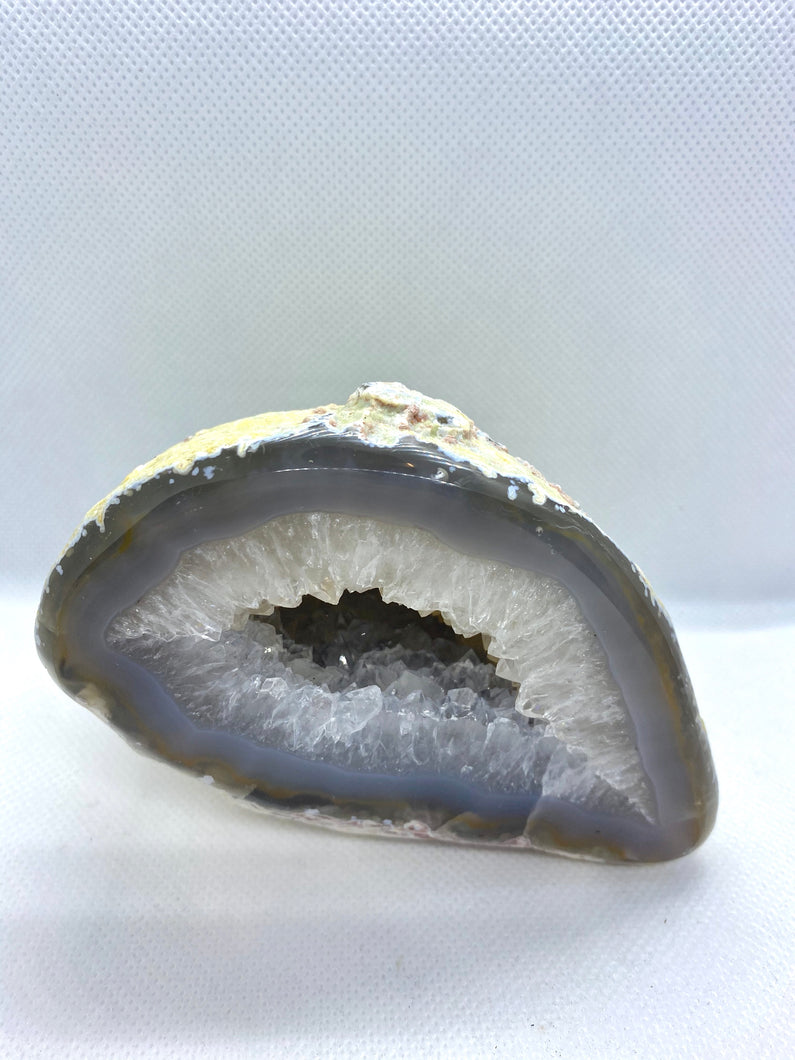 Free standing Natural Agate Geode with Quartz crystals inside - home decor or unique office display