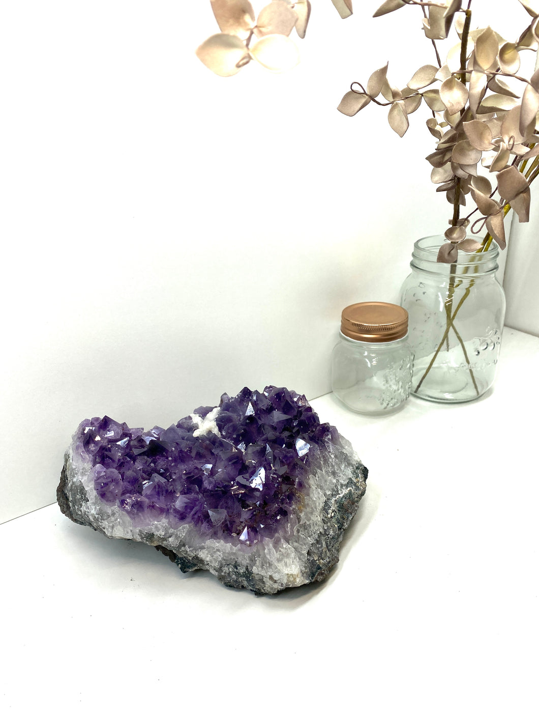 Amethyst Crystal on display stand - large piece with removable display stand