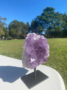Amethyst Crystal on display stand - home décor or unique table piece