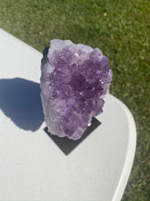 Load image into Gallery viewer, Amethyst Crystal on display stand - home décor or unique table piece
