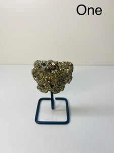 Natural Pyrite on black display stand -  home décor or unique table piece