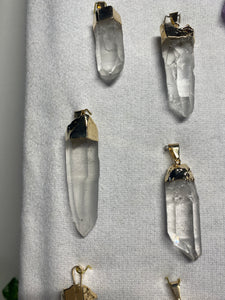 Natural Quartz crystal point pendant with Gold Electroplating