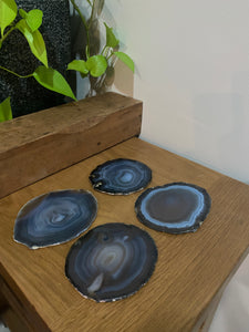 Natural polished Agate Slice drink coasters - Set of 4 22