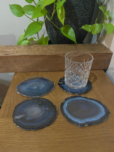 Natural polished Agate Slice drink coasters - Set of 4 22