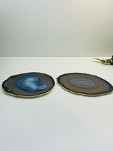 Load image into Gallery viewer, Natural polished Agate Slice drink coasters with Gold Electroplating - Set of 2