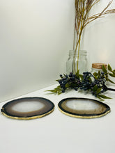 Load image into Gallery viewer, Natural polished Agate Slice drink coasters with Gold Electroplating - Set of 2