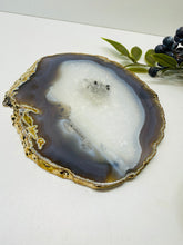Load image into Gallery viewer, Natural polished Agate Slice drink coasters with Gold Electroplating