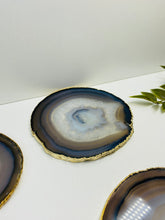 Load image into Gallery viewer, Natural polished Agate Slice drink coasters with Gold Electroplating - Set of 4