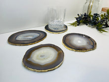 Load image into Gallery viewer, Natural polished Agate Slice drink coasters with Gold Electroplating - Set of 4