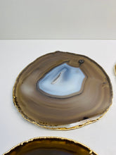 Load image into Gallery viewer, Natural polished Agate Slice drink coasters with Gold Electroplating - Set of 4