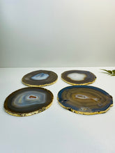 Load image into Gallery viewer, Natural polished Agate Slice drink coasters with Gold Electroplating - Set of 4