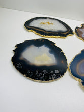 Load image into Gallery viewer, Natural polished Agate Slice drink coasters with Gold Electroplating - Set of 4