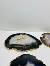 Load image into Gallery viewer, Natural polished Agate Slice drink coasters with Gold Electroplating - Set of 4