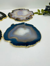 Load image into Gallery viewer, Natural polished Agate Slice drink coasters with Gold Electroplating - Set of 4