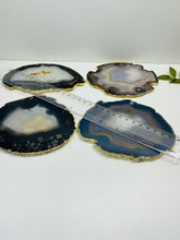 Load image into Gallery viewer, Natural polished Agate Slice drink coasters with Gold Electroplating - Set of 4