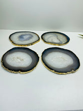 Load image into Gallery viewer, Natural polished Agate Slice drink coasters with Gold Electroplating - Set of 4