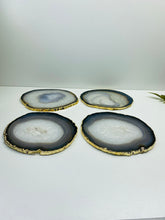 Load image into Gallery viewer, Natural polished Agate Slice drink coasters with Gold Electroplating - Set of 4