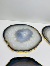 Load image into Gallery viewer, Natural polished Agate Slice drink coasters with Gold Electroplating - Set of 4