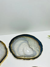 Load image into Gallery viewer, Natural polished Agate Slice drink coasters with Gold Electroplating - Set of 4