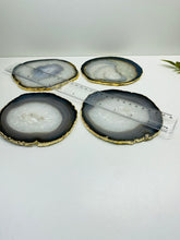 Load image into Gallery viewer, Natural polished Agate Slice drink coasters with Gold Electroplating - Set of 4