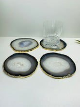 Load image into Gallery viewer, Natural polished Agate Slice drink coasters with Gold Electroplating - Set of 4