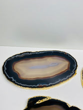 Load image into Gallery viewer, Natural polished Agate Slice drink coasters with Gold Electroplating - Set of 4