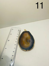 Load image into Gallery viewer, Natural polished Agate Pendant with gold electroplating around the edges - necklace