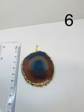 Load image into Gallery viewer, Natural polished Agate Pendant with gold electroplating around the edges - necklace