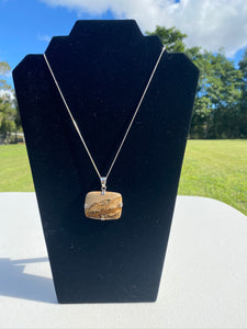 Picture Stone Jasper pendant set in sterling silver - necklace