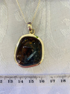 Pietersite pendant set in sterling silver - necklace