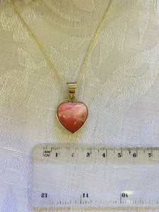 Pink Opal heart shaped Stirling silver pendant - jewellery