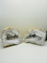 Load image into Gallery viewer, Clear Quartz crystal geode pair - home décor and table display
