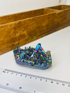 Rainbow coloured quartz Crystal Cluster