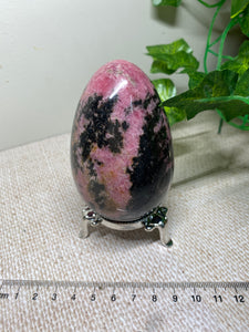 Rhodonite egg display piece - office decor or unique home display piece