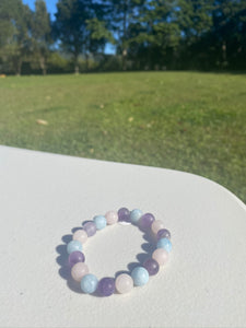 Rose Quartz, Amethyst and Aquamarine bead bracelet