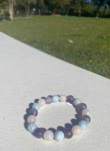 Rose Quartz, Amethyst and Aquamarine bead bracelet
