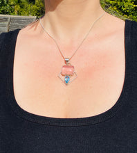 Load image into Gallery viewer, Rose Quartz and Blue Topaz sterling silver pendant - necklace