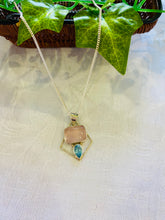 Load image into Gallery viewer, Rose Quartz and Blue Topaz sterling silver pendant - necklace