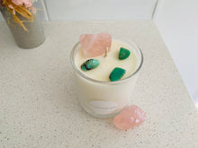 Load image into Gallery viewer, Large Rose Quartz and Chrysoprase natural soy Candle - Large size (285g)