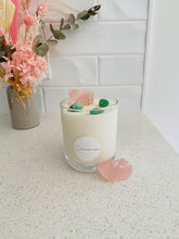 Load image into Gallery viewer, Large Rose Quartz and Chrysoprase natural soy Candle - Large size (285g)