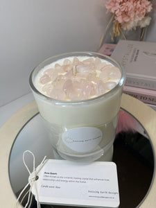 Large Rose Quartz natural soy Candle - Large candle size (285g)