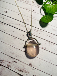 Rose Quartz pendant set in sterling silver - necklace