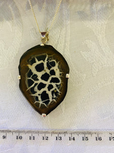 Septarian Nodule pendant set in sterling silver - necklace