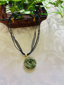 Seraphinite pendant set in sterling silver - necklace