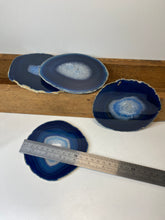 Load image into Gallery viewer, Set of 4 Blue polished Agate Slice drink coasters 26