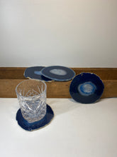 Load image into Gallery viewer, Set of 4 Blue polished Agate Slice drink coasters 26
