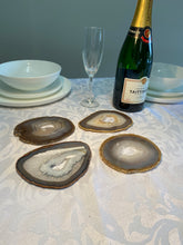Load image into Gallery viewer, Set of 4 Natural polished Agate Slice drink coasters 06