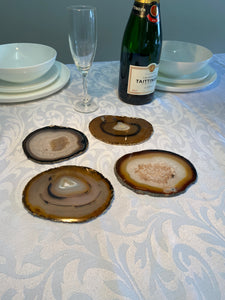 Set of 4 Natural polished Agate Slice drink coasters 13