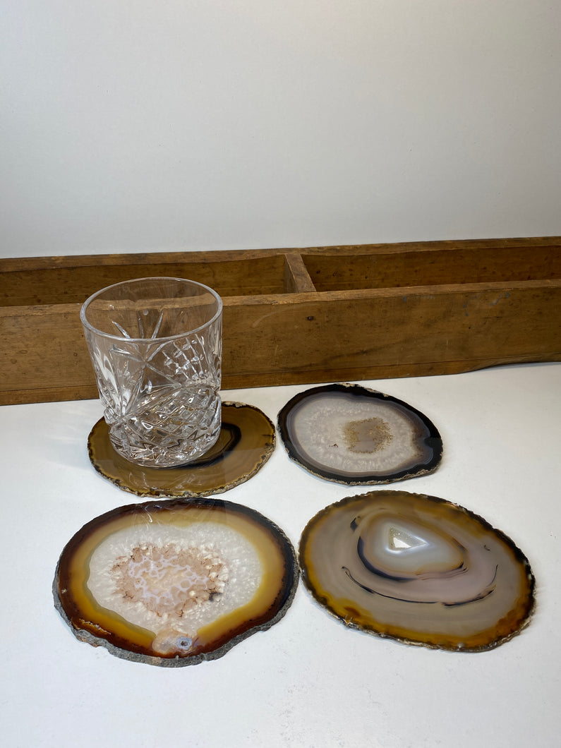 Set of 4 Natural polished Agate Slice drink coasters 13